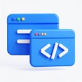 Blue interface symbols showing coding development concept on transparent background Royalty Free Stock Photo