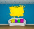 Blue interior with cute yellow splash