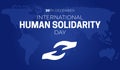 Blue International Human Solidarity Day Background Illustration with Handshake
