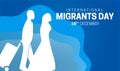 Blue International Migrants Day Background Illustration with Abstract Water Waves Royalty Free Stock Photo