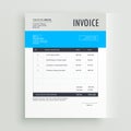 Blue invoice template design in simple style Royalty Free Stock Photo