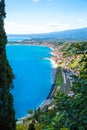 Beautiful Ionian sea near Taormina luxury resorts coastline, Sicily, Italy Royalty Free Stock Photo