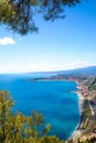 Beautiful Ionian sea near Taormina luxury resorts coastline, Sicily, Italy Royalty Free Stock Photo