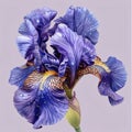 Blue iris flower on a gray isolated background. Flowering flowers, a symbol of spring, new life Royalty Free Stock Photo