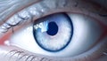 Blue iris staring at camera, extreme close up of human eye generated by AI Royalty Free Stock Photo