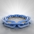 Blue iron chain circle with flare in perspective view