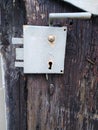 Blue Iron door lock Royalty Free Stock Photo