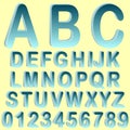 Blue isometric 3D font set