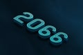 Blue Isometric layer 3d text effect of number 2066 on blue background. Royalty Free Stock Photo