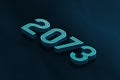 Blue Isometric layer 3d text effect of number 2073 on blue background. Royalty Free Stock Photo