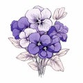 Blue And Ivory Purple Pansy Flowers - Vector Illustration Royalty Free Stock Photo