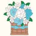 Blue jasmines bouquet with ribbon.illustration.Vector. EPS10 Royalty Free Stock Photo