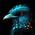 Blue Jay Bird Face Shape In Fire On Black Background. Generative AI Royalty Free Stock Photo