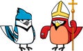 Blue Jay Bird And Red Cardinal Bird Cartoon Characters