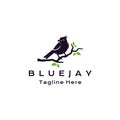 Blue jay bird silhouette logo design vector illustration Royalty Free Stock Photo