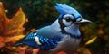 Blue jay on a branch. Bird in the forest. Ornithology. Generative AI Royalty Free Stock Photo