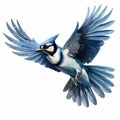 Detailed Blue Jay Flying Image With Comic Book Style Royalty Free Stock Photo