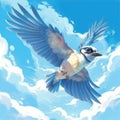 The Beauty Of A Blue Jay In Graphic Illustration Style