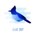 Blue Jay icon in flat style. Vector Royalty Free Stock Photo