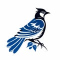 Blue Jay Logo Bird Vector With Ancient Chinese Art Influence