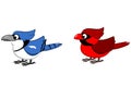 Blue Jay and Northern Cardinal Cartoon