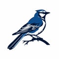 Blue Jay Bird Logo: Graphic Design-inspired Illustrations In Blue And White
