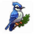 Blue Jay Sticker Vector Illustration - Cute Cartoon-like Design