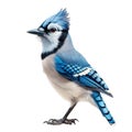 A Blue Jay with Strikingly Detailed Blue and White Feathers Royalty Free Stock Photo