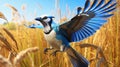 Hyper-realistic Animal Illustrations: Jaybird Live In Colorful Cartoon Style