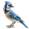 Blue Jay with White and Black Markings Perched on a Black Background Royalty Free Stock Photo