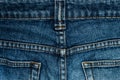 Blue jeans back pocket with a close-up. Royalty Free Stock Photo