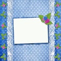 Blue jeans background with lace and buttonhole