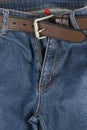 Blue Jeans with brown leather belt Royalty Free Stock Photo