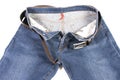 Blue Jeans with brown leather belt Royalty Free Stock Photo