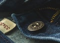 Blue Jeans Button Zipper Closeup Royalty Free Stock Photo