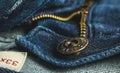 Blue Jeans Button Zipper Closeup Royalty Free Stock Photo