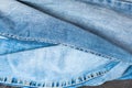 Blue jeans close up. Several denim pieces of blue pants. jeans texture. Jeans