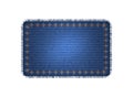 Blue jeans denim texture patch rectangular. Realistic cotton twill fabric of denim jeans label