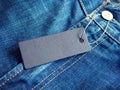 Blue jeans detail with blank label tag