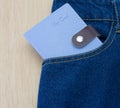 Blue jeans detail with vip card Royalty Free Stock Photo