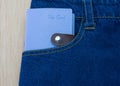 Blue jeans detail with vip card Royalty Free Stock Photo