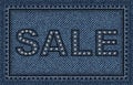 Jeans sale poster with sequins and stitches