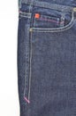 Blue jeans front pocket and side seam Royalty Free Stock Photo