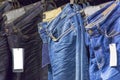 Blue jeans iin a wardrobe