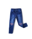 Blue Jeans isolated over white background. Small denim child clothes