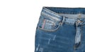 Blue Jeans Isolated on White Background. Men's or women's jeans, unisex denim trousers Royalty Free Stock Photo