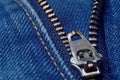 open zipper with Blue jeans Royalty Free Stock Photo