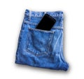 Blue jeans pocket with smartphone Royalty Free Stock Photo