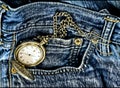 blue jeans with pocket watch