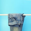 Blue jeans on a rack Royalty Free Stock Photo